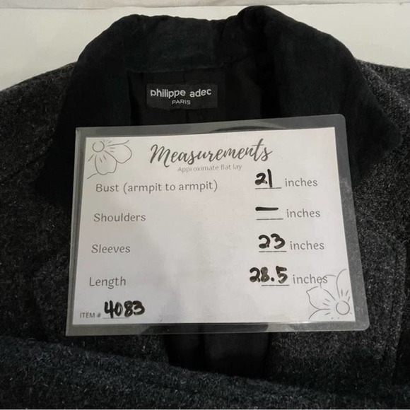 Adec by Phillipe Adec Sz M Black Gray 100% Wool Drop Shoulder Tweed Blazer #4083 - Picture 8 of 9